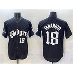 Los Angeles Dodgers #18 Yoshinobu Yamamoto Black Jereymy 2025 LA Gothic Style With 2024 World Series Champions Patch Vapor Premier Limited Stitched Jersey