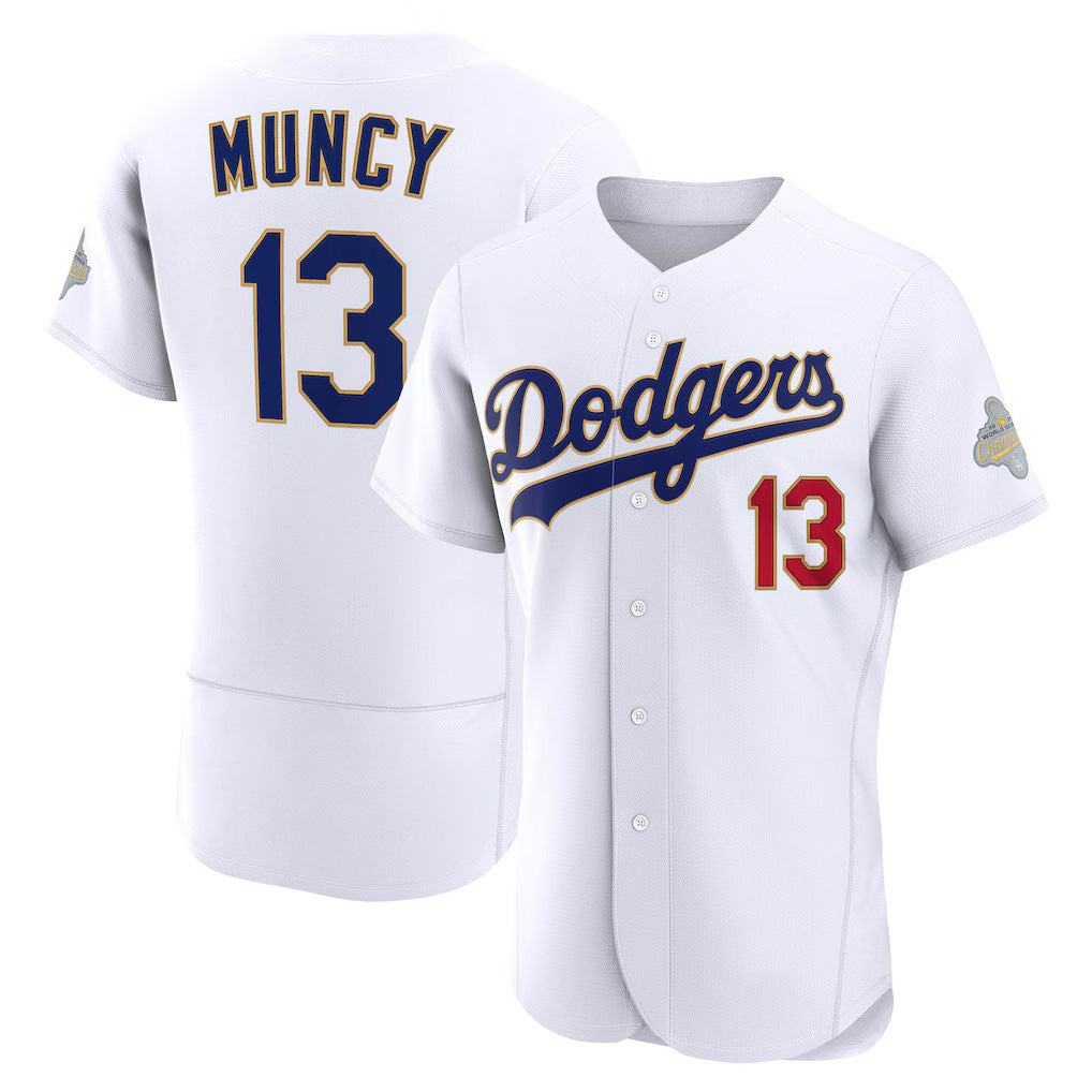 Los Angeles Dodgers #13 Max Muncy White Jereymy 2026 Gold Collection Authentic Jersey