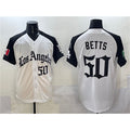 Los Angeles Dodgers #50 Mookie Betts White Black Jereymy Mexico 2025 LA Gothic Style With Fernando Patch Vapor Premier Limited Stitched Jersey