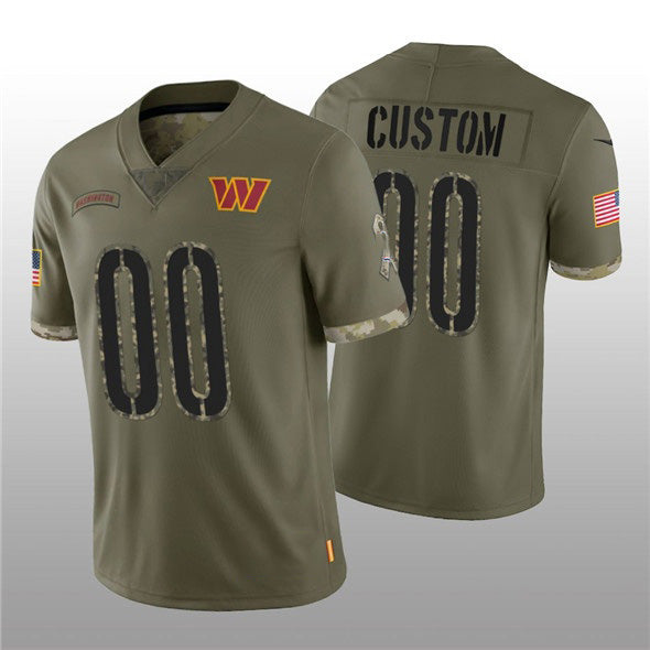 Custom W.Commanders ACTIVE PLAYER 2022 Olive Jereymy Salute To Service Limited Stitched Jersey