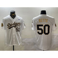 Los Angeles Dodgers #50 Mookie Betts White Gold Jereymy 2024 World Series With Fernando Memorial Patch Limited Stitched Jersey2