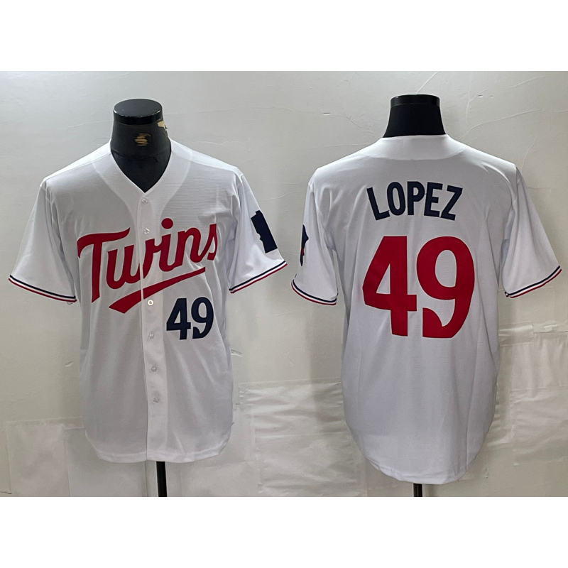 Minnesota Twins #49 Pablo Lopez Number White Jereymy Stitched Cool Base Jersey