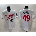 Minnesota Twins #49 Pablo Lopez Number White Jereymy Stitched Cool Base Jersey