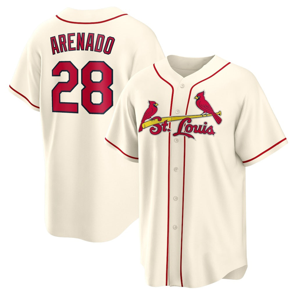 St. Louis Cardinals #28 Nolan Arenado Cream Jereymy Alternate 2 Replica Jersey