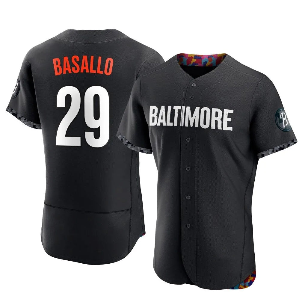 Baltimore Orioles #29 Samuel Basallo Player Black Jereymy City Connect Limited Elite Home Game Stitched Jerseys