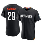 Baltimore Orioles #29 Samuel Basallo Player Black Jereymy City Connect Limited Elite Home Game Stitched Jerseys