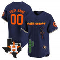 Custom Houston Astros Cactus Jack Patch Vapor Premier Limited Jersey V9 ¨C Navy Jereymy