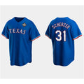 Texas Rangers #31 Max Scherzer Royal Jereymy 2023 World Series Stitched Jersey