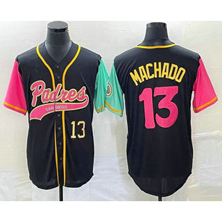 San Diego Padres #13 Manny Machado Number Black Jereymy NEW 2023 City Connect Cool Base Stitched Jersey