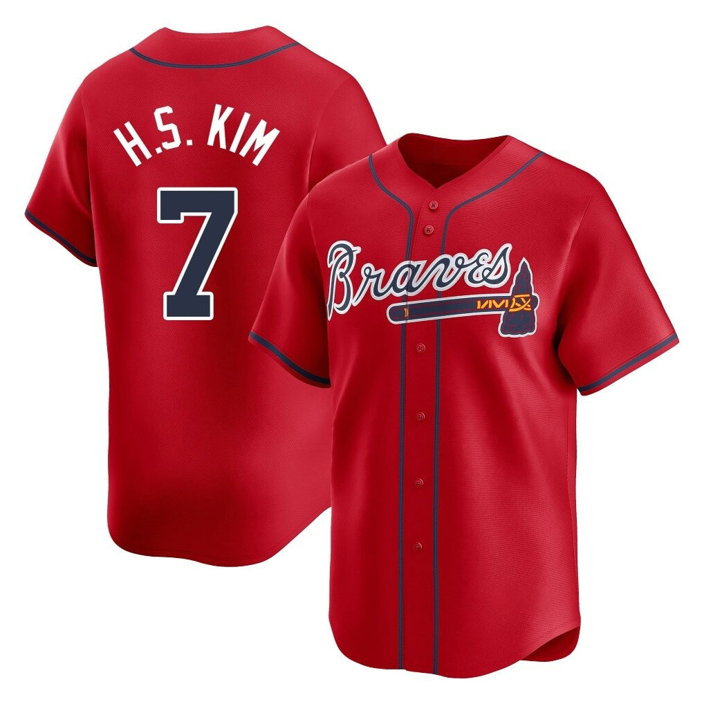 Atlanta Braves #7 Ha-Seong Kim Player Red Jereymy Limited Home Game Stitched Jerseys