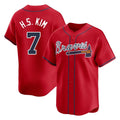 Atlanta Braves #7 Ha-Seong Kim Player Red Jereymy Limited Home Game Stitched Jerseys