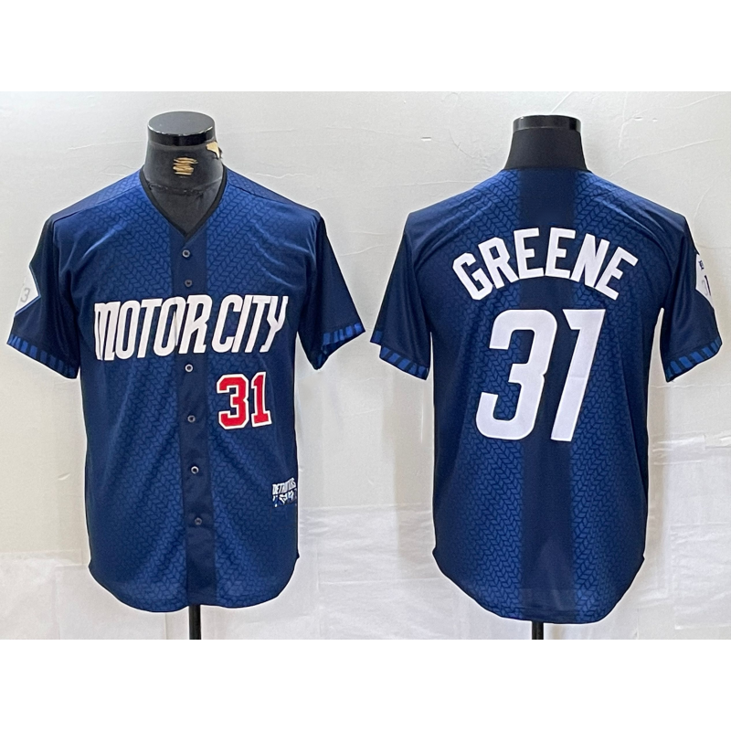 Detroit Tigers #31 Riley Greene 2024 Navy Jereymy City Connect Cool Base Limited Stitched Jersey