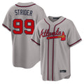 Atlanta Braves #99 Spencer Strider Player Gray Jereymy Home Game Stitched Jerseys