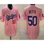 Los Angeles Dodgers #50 Mookie Betts Pink Jereymy 2025 Tokyo Series Limited Jersey