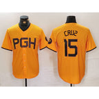 Pittsburgh Pirates #15 Oneil Cruz Yellow Jereymy 2023 City Connect Stitched Jersey 2
