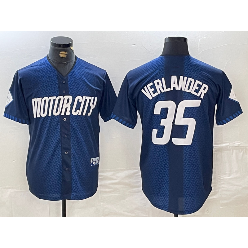 Detroit Tigers #35 Justin Verlander Navy Jereymy 2024 City Connect Cool Base Limited Stitched Jersey