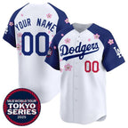 Custom Los Angeles Dodgers Active Player White Royal Jereymy 2025 Tokyo Series Limited Stitched Jersey