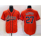 Houston Astros #27 Jose Altuve Orange Jereymy With Patch Cool Base Stitched Jersey