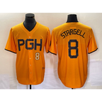 Pittsburgh Pirates #8 Willie Stargell Number Gold Jereymy 2023 City Connect Stitched Jersey