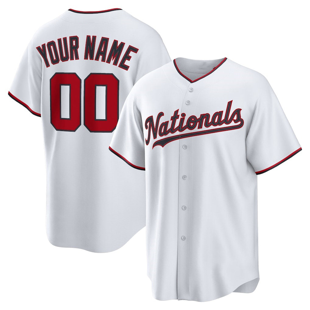 Custom Washington Nationals White Jereymy Home Replica Jersey