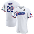 Texas Rangers #28 Jonah Heim White Jereymy 2023 World Series Flex Base Stitched Jersey