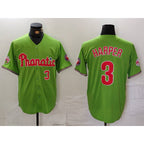 Philadelphia Phillies #3 Bryce Harper Number Green Jereymy With Patch Stitched Cool Base Jersey