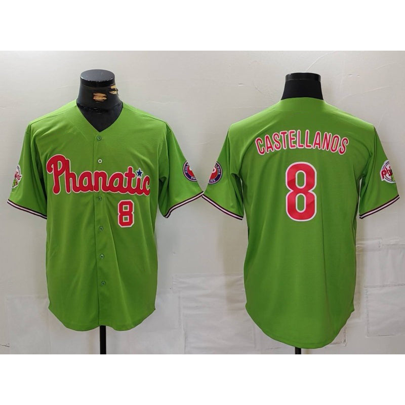 Philadelphia Phillies #8 Nick Castellanos Number Green Jereymy With Patch Stitched Cool Base Jersey