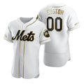 Custom New York Mets White Jereymy Stitched Flex Base Golden Edition Jersey