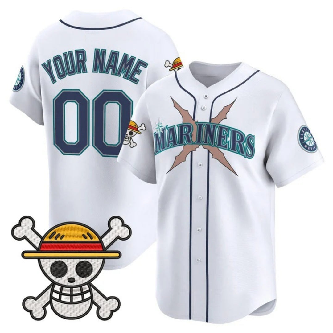 Custom Seattle Mariners x One Piece White Jereymy Vapor Premier Limited Jersey - Stitched