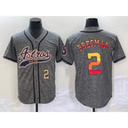 Houston Astros #2 Alex Bregman Number Grey Jereymy Gridiron Cool Base Stitched Jersey