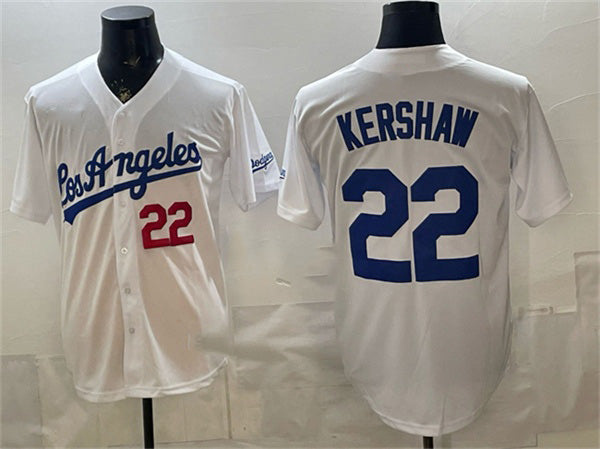 Los Angeles Dodgers #22 Clayton Kershaw White Jereymy Alternate Stadium Stitched Jersey