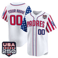 Custom San Diego Padres America 250 Edition Vapor Premier Limited White Jereymy Stitched Jerseys