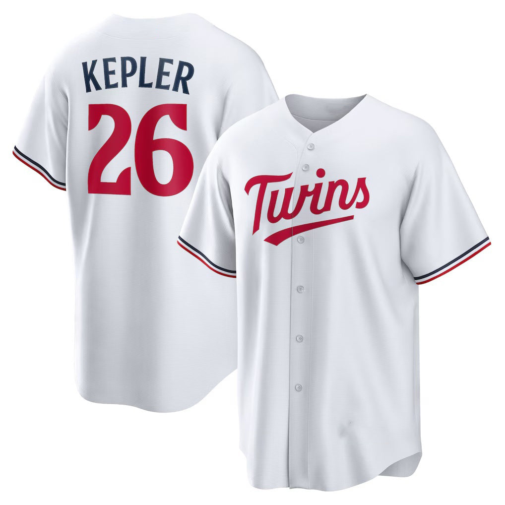 Minnesota Twins #26 Max Kepler White Jereymy Home Replica Player Logo Jersey