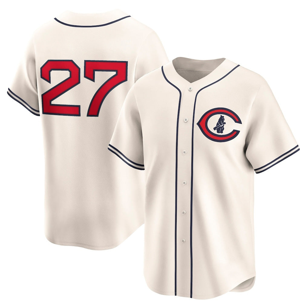 Chicago Cubs #27 Seiya Suzuki Cream Jereymy Throwback Cooperstown Collection Limited Jersey