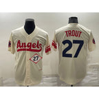 Los Angeles Angels #27 Mike Trout Number Cream Jereymy 2022 City Connect Cool Base Stitched Jersey