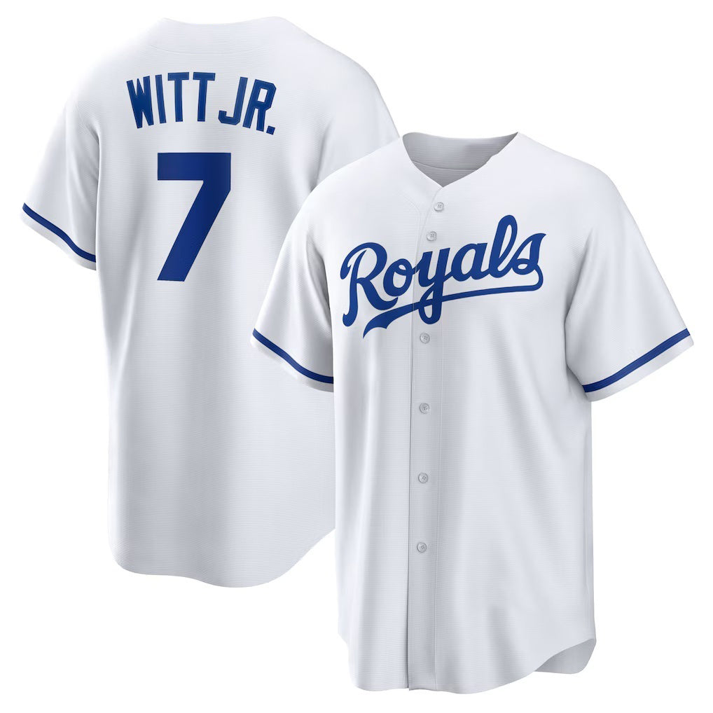 Kansas City Royals #7 Bobby Witt Jr. White Jereymy Home Replica Player Jersey