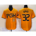 Pittsburgh Pirates #32 Henry Davis Number Yellow Jereymy 2023 City Connect Stitched Jersey 3