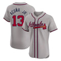 Atlanta Braves #13 Ronald Acuna Jr Player Gray Jereymy Limited Elite Home Game Stitched Jerseys