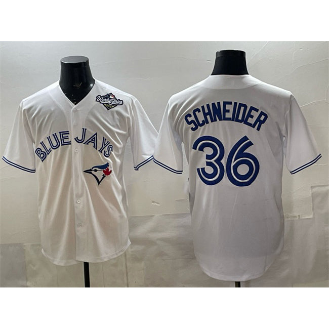 Toronto Blue Jays #36 Davis Schneider White Jereymy 2025 World Series Home Cool Base Stitched Jersey