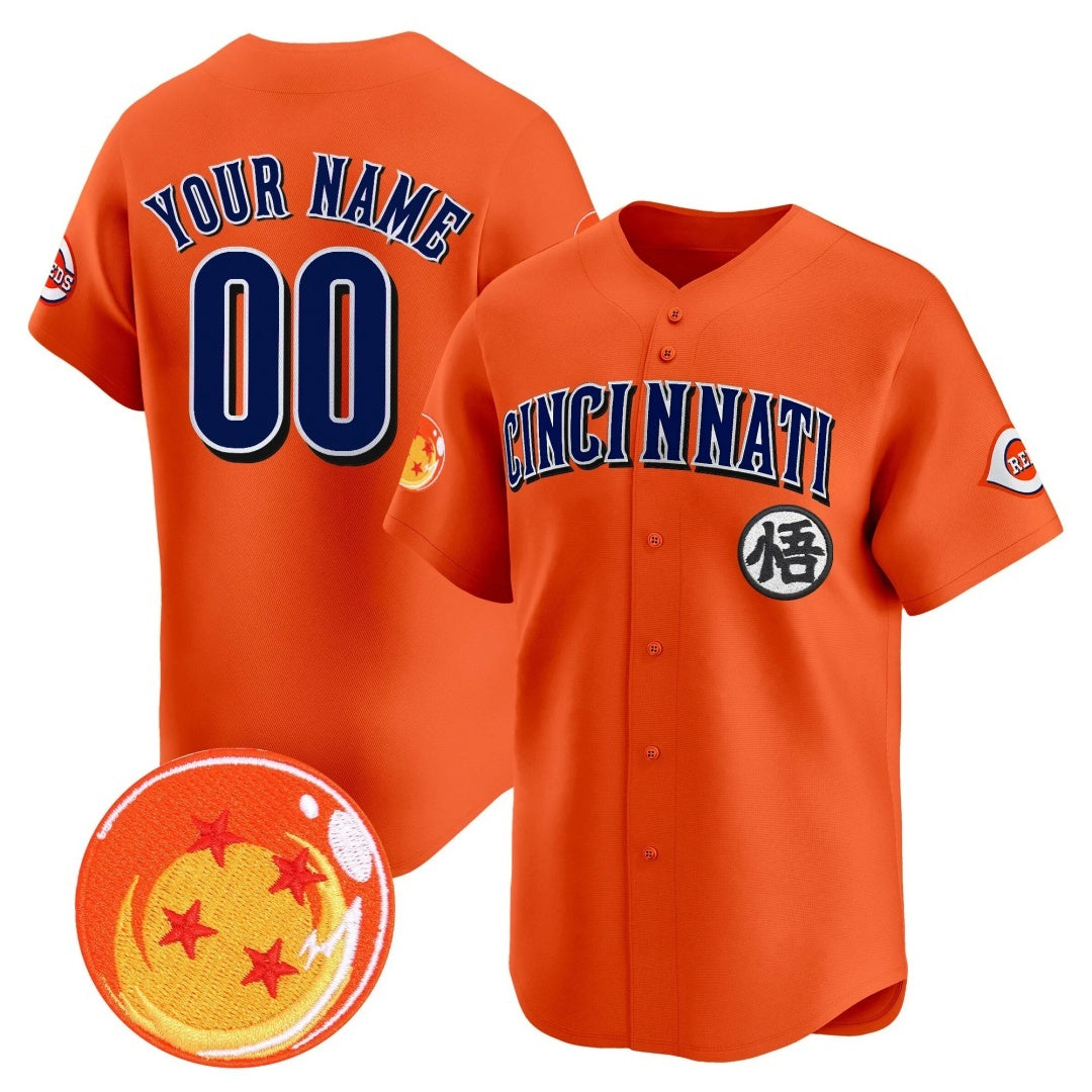 Custom Cincinnati Reds x Dragon Ball Orange Jereymy Vapor Premier Limited Jersey - All Stitched
