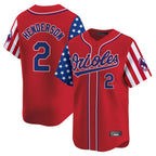 Baltimore Orioles #2 Gunnar Henderson Player Red Jereymy Independence Day Vapor Premier Limited Home Game Stitched Jerseys