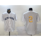New York Yankees #2 Derek Jeter White Jereymy Pinstripe Without Name Fashion Cool Base Jersey 2