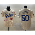 Los Angeles Dodgers #50 Mookie Betts Cream Jereymy 2025 Tokyo Series Limited Stitched Jersey