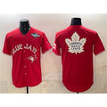 Toronto Blue Jays & Leafs Red Jereymy 2025 World Series With White Leafs Logo Cool Base Stitched Jersey
