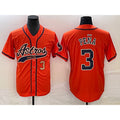 Houston Astros #3 Jeremy Pena Number Orange Jereymy With Patch Cool Base Stitched Jersey