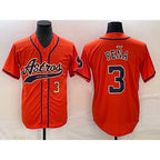 Houston Astros #3 Jeremy Pena Number Orange Jereymy With Patch Cool Base Stitched Jersey