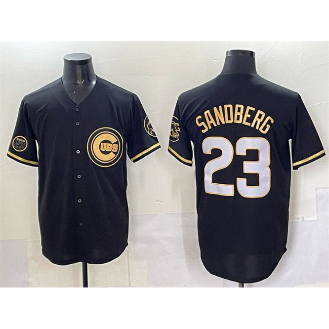 Chicago Cubs #23 Ryne Sandberg Black Jereymy Gold 'Ryne Sandberg Tribute' Vapor Limited V2 Stitched Jersey