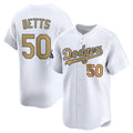 Los Angeles Dodgers #50 Mookie Betts White Jereymy 2025 Gold Collection Limited Stitched Jersey