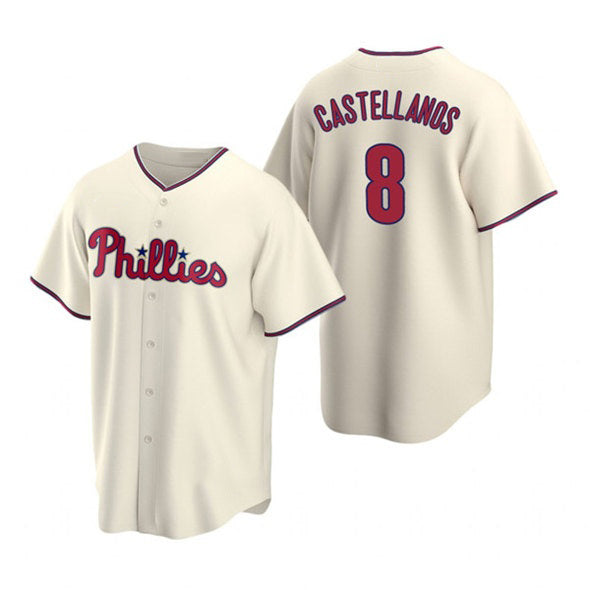 Philadelphia Phillies #8 Nick Castellanos Cream Jereymy Cool Base Stitched Jersey