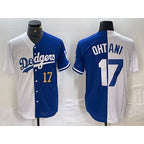 Los Angeles Dodgers #17 Shohei Ohtani Number White Blue Jereymy Two Tone Stitched Jerseys
